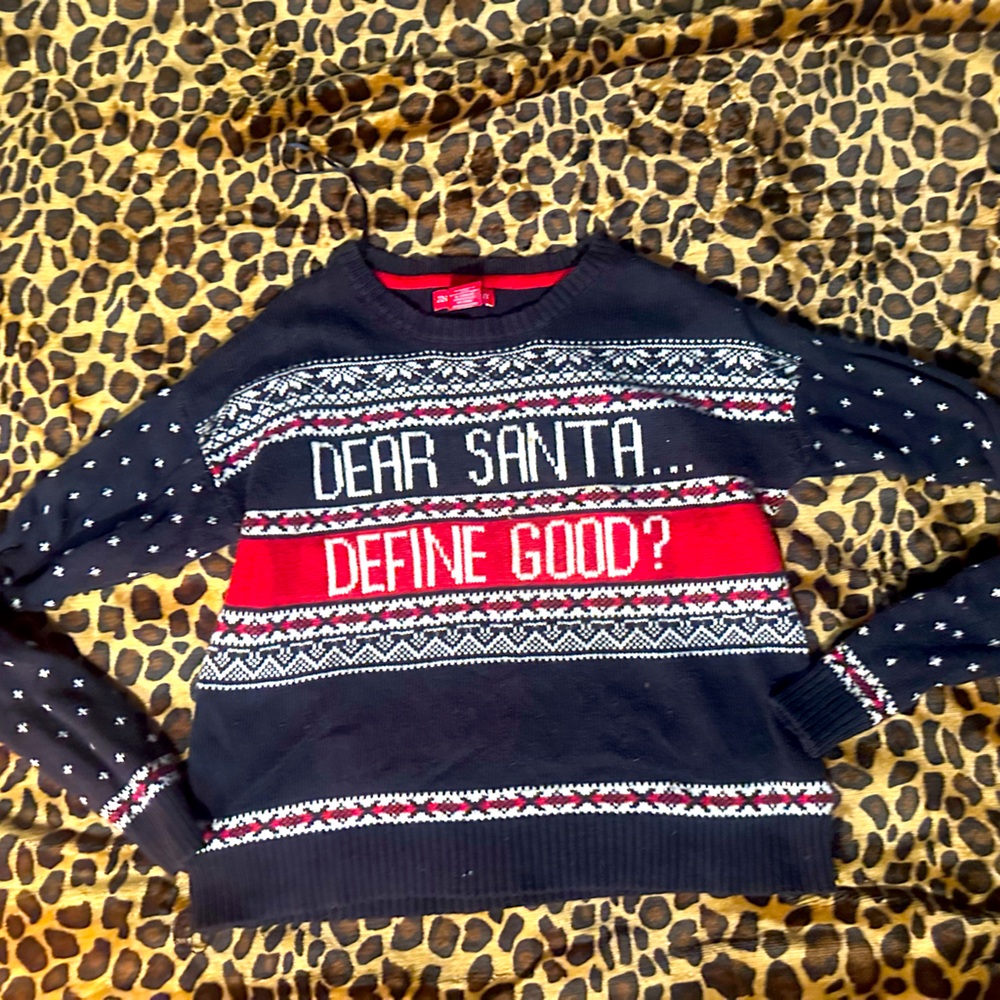 XS navy blue and Red christmas Sweater